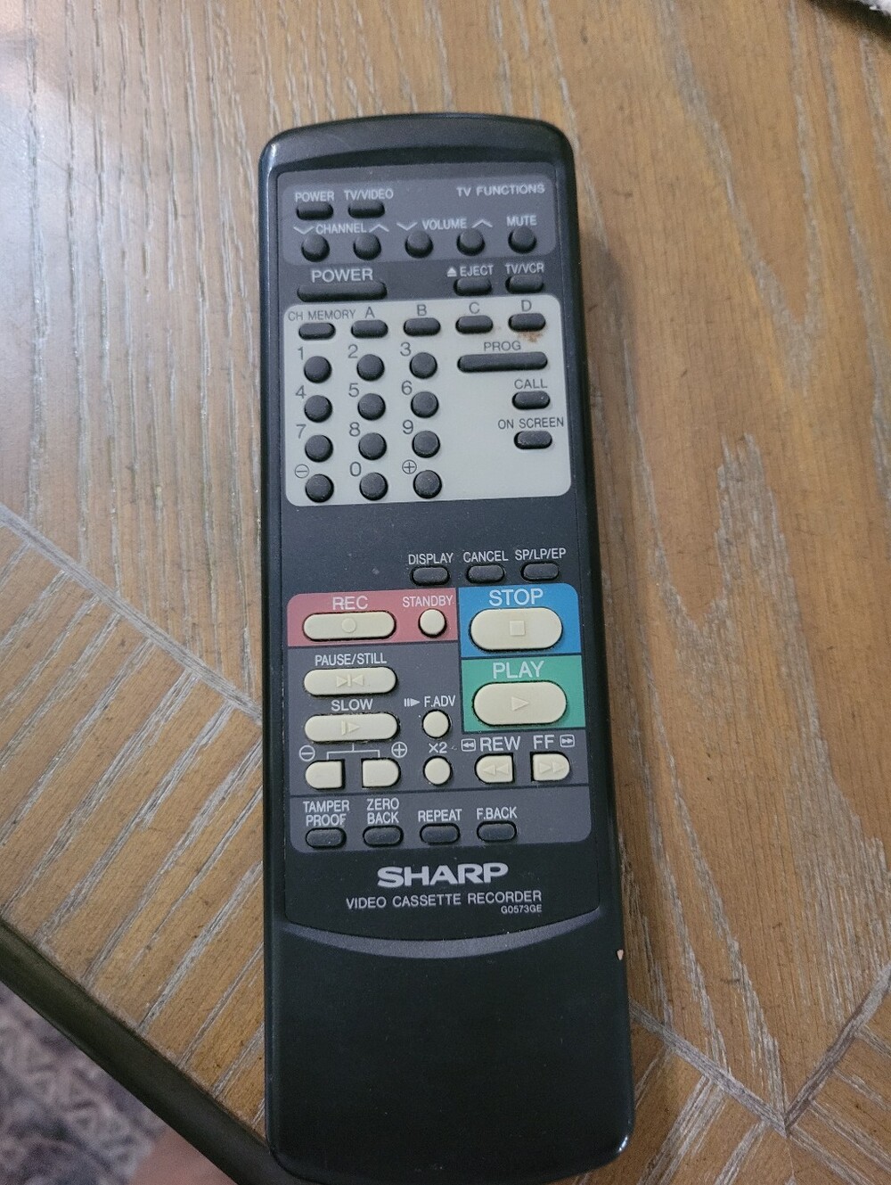 Sharp Video Cassette Recorder Remote Control